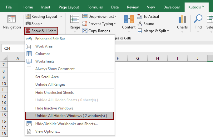 unhide tabs on excel for mac